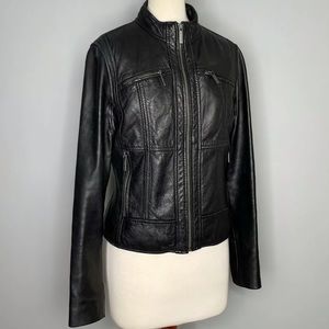 Michael Kors black 100% genuine soft leather with zippered pockets moto style